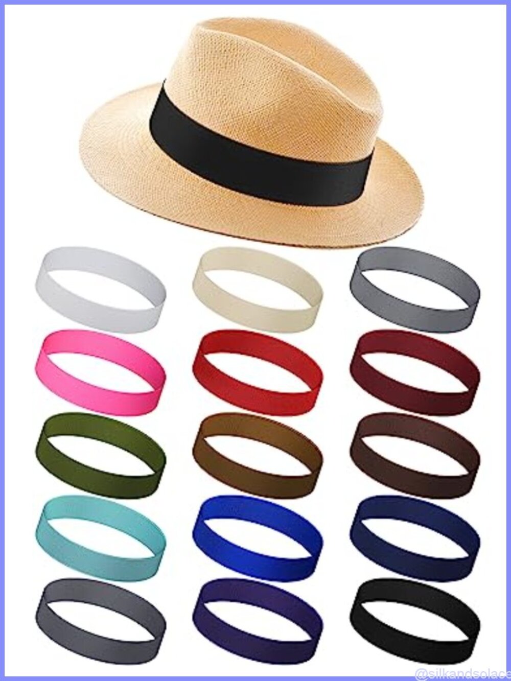 15 Pcs Stretchable Hat Bands Ribbon for Panama Hats